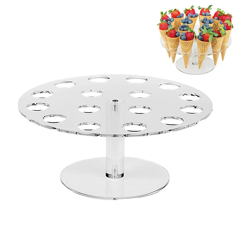 4/6/16 Holes Transparent Acrylic Ice Cream Stand Cake Cone Stand Pastry Holder Wedding Party Buffet Food Display Rack Bake Tool