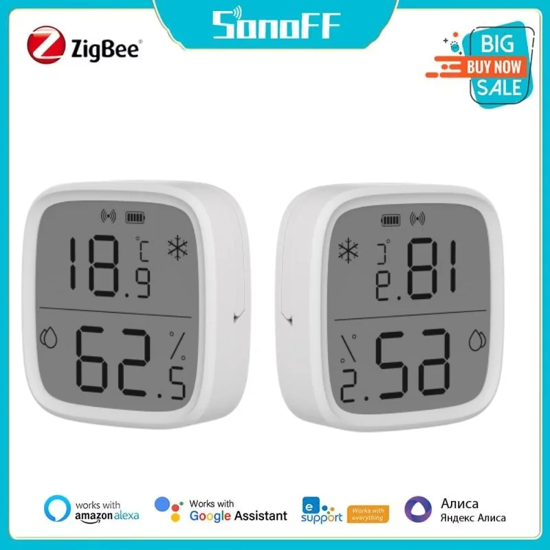 SONOFF ZigBee SNZB-02D Smart Temperature Humidity Sensor With LCD Screen Smart home Via Ewelink Voice Control Alexa Google Home