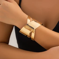 Exaggerated Wide Hollow Cross Metal Cuff Bracelet for Women Charms Open Bangle Bracelet 2023 Fashion Accessories on Hand Jewelry