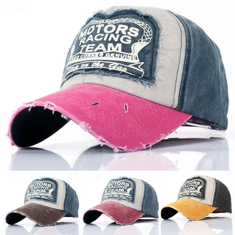 Fashionable Outdoor Sun Cap Visor Patch Color Matching Letter Wash Cloth Coated Baseball Cap