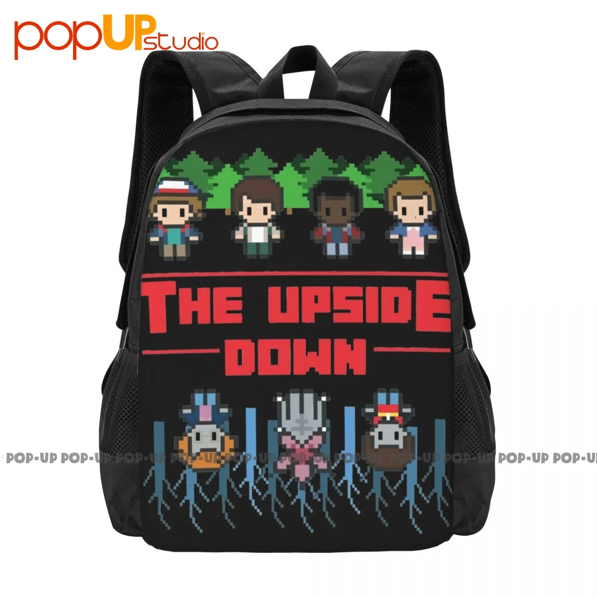 8 Bit Upside Down Netflix Tv Horror Mike Dustin Backpack Large Capacity Newest New Style 3d Printing Outdoor Running