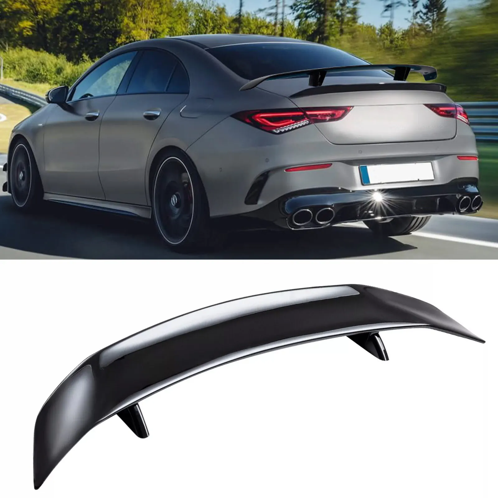 

For Mercedes-Benz CLA AMG 47" Glossy Black Car Rear Trunk Spoilers Wings Lip AM