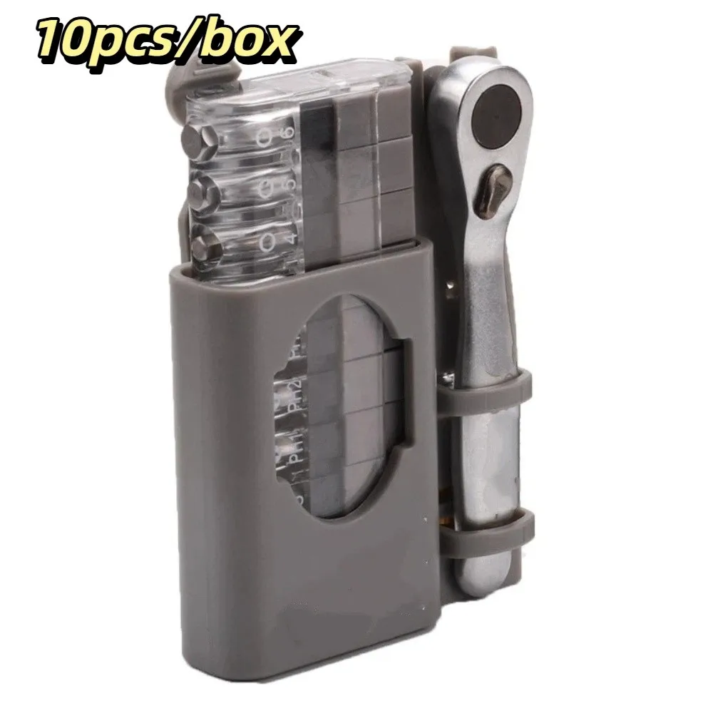 

10pcs Phillips Bits 10 in 1 Ratchet Screwdriver Set Hex Bits Durable Ratchet Mechanism 90° Right Angle Ratchet Screwdriver