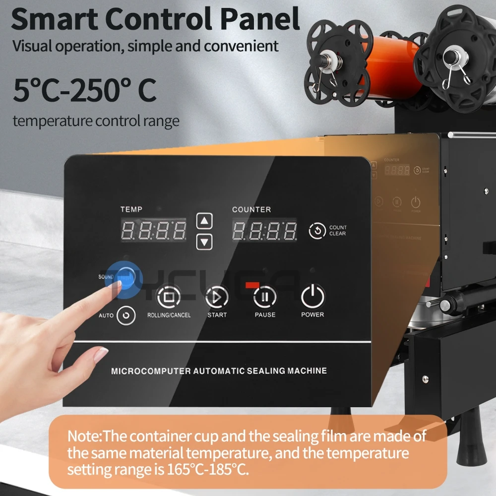 350W Electric Automatic Sealer Milk Tea Drink Cup Plastic Paper Cup Sealing Machine 90/95mm Tea Sealing for Bubble Tea Shop 220V