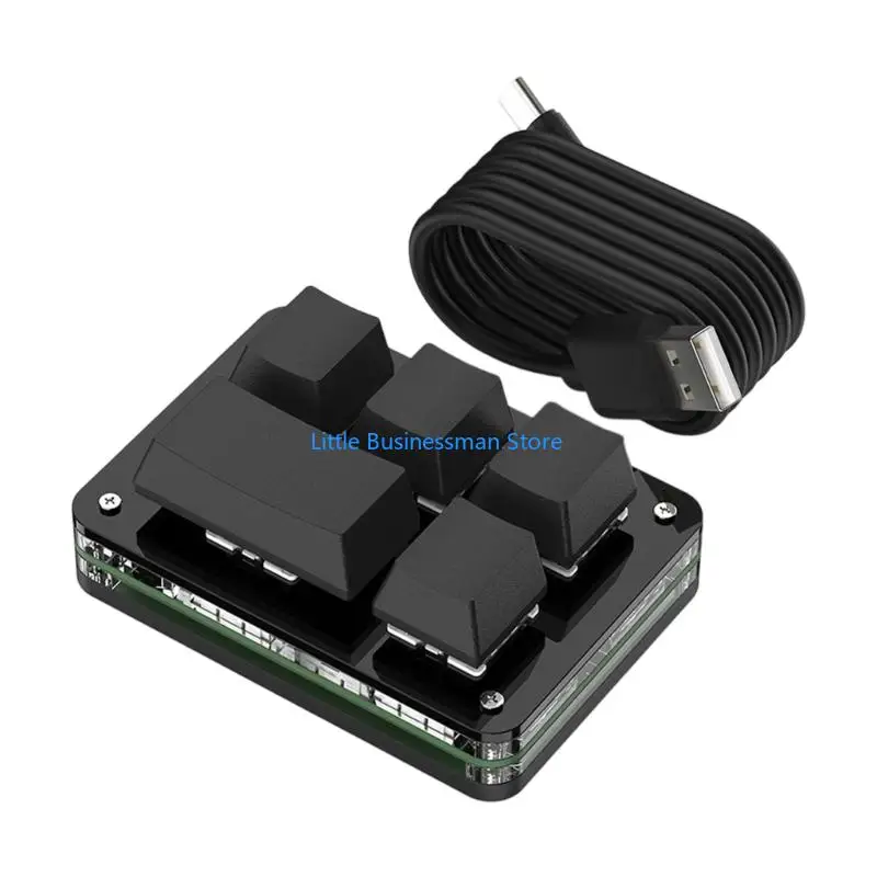 5-Key Mechanical Keypad for Gaming Editing and Office Control, USB Input with Light Effects and Red Mechanical Touch M76A