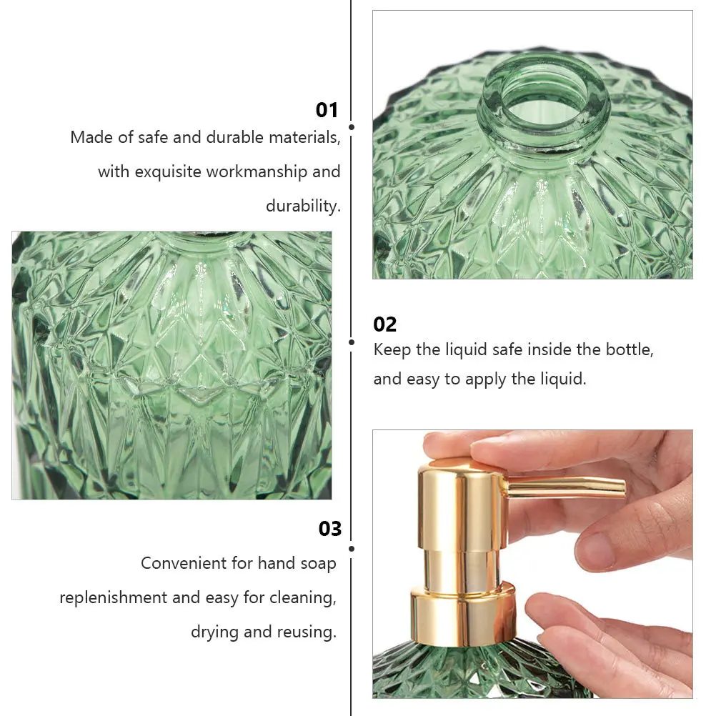 

1Pcs European Style Glass Soap Dispenser Green Press Pump Bottle for Home Bathroom Liquid Container Hand Soap Dispenser