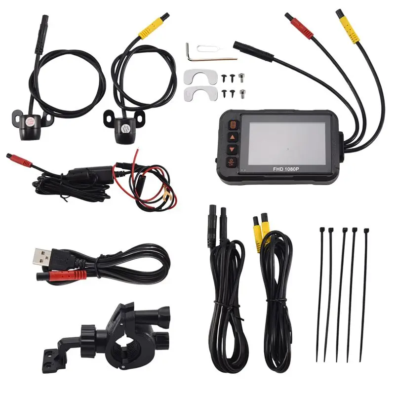Exclusive 1080P Waterproof Motorcycle Dashcam 3 Inch Front & Rear Video Recorder DVR Black