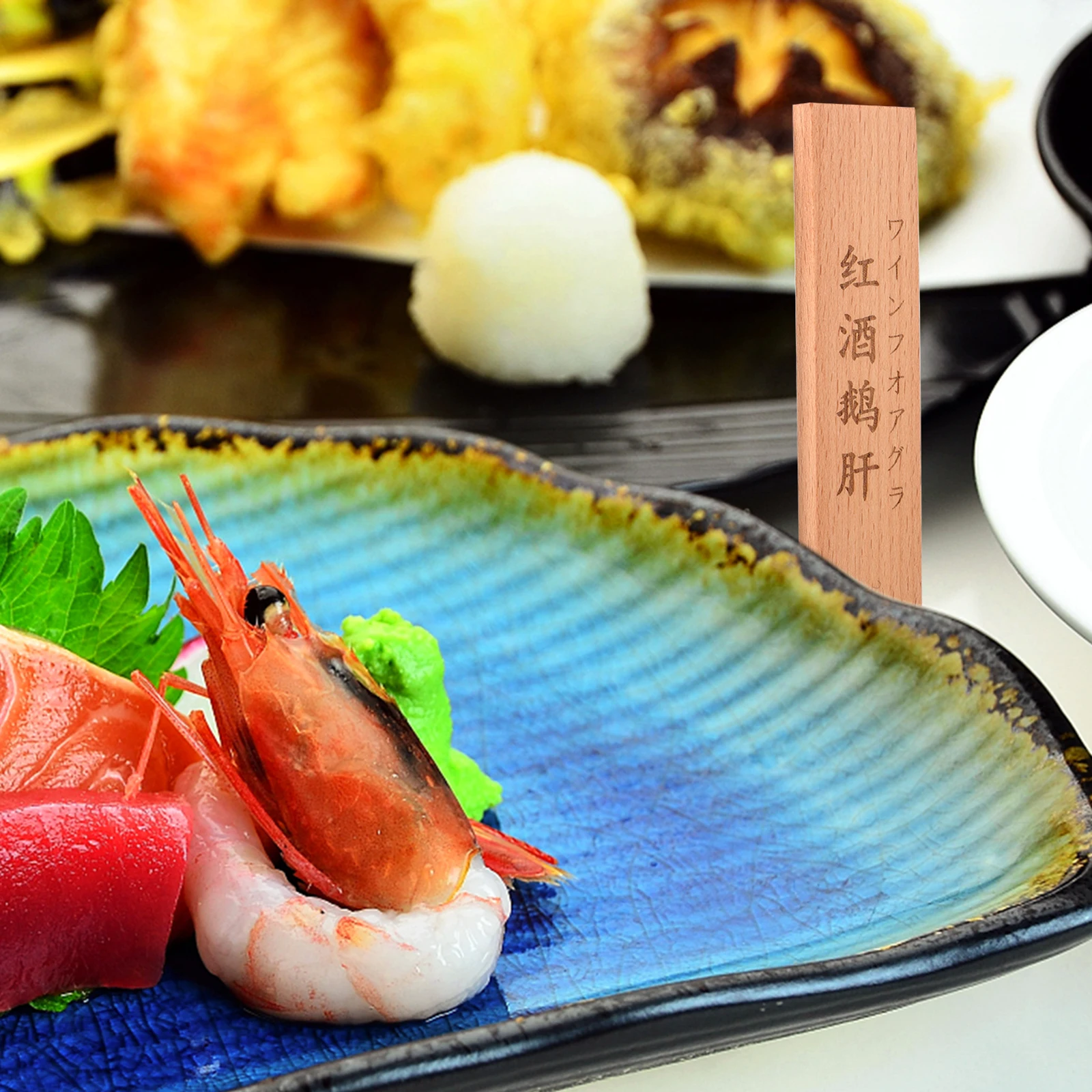 

Wooden Japanese Food Name Tags Reusable Buffet Decoration Menu Labels For Restaurant Party Serving Plate Smooth Polished