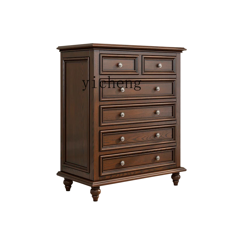 ZK Solid Wood Chest of Drawers Country Retro Four Five Six Entrance Cabinet Living Room Storage Cabinet Furniture