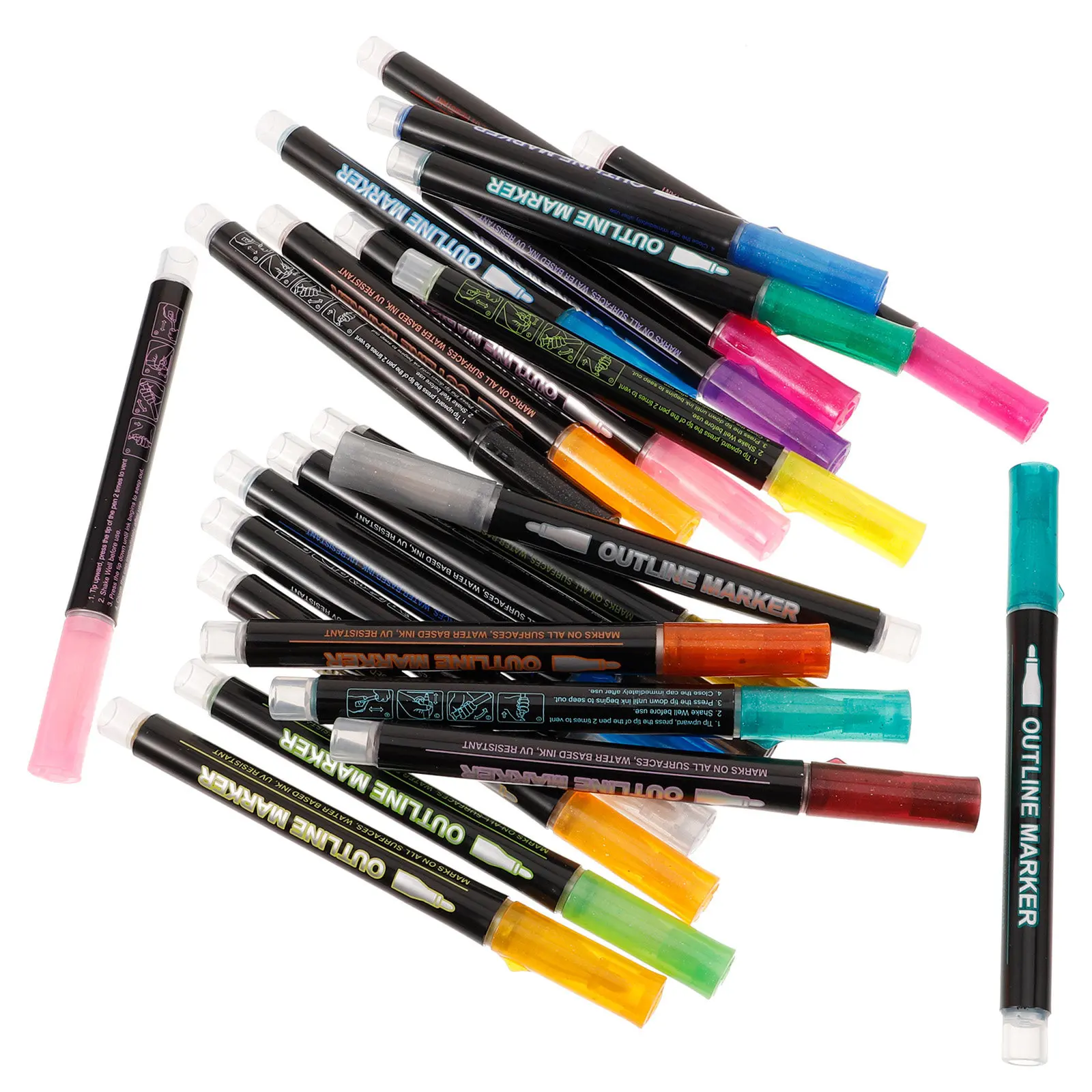 

24Pcs Glitter Markers Set Vibrant Shimmer Coloring Pens Comfort Grip for Studying Highlighting Reports DIY Projects School