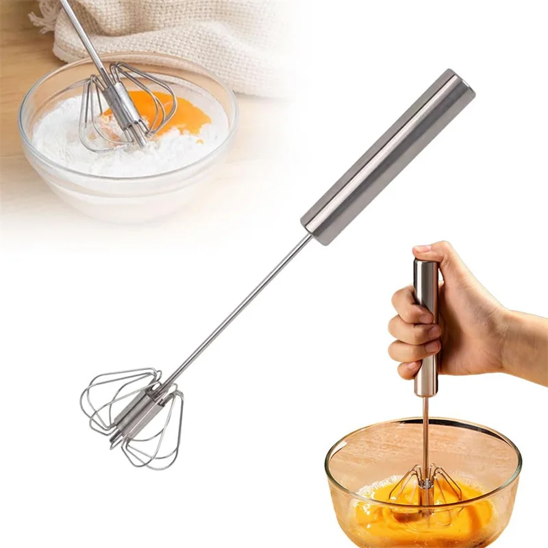 1/2Pcs Metal Egg Beater Metal Hand Mixer Pressure Rotary Semi - Automatic Whisk Foamer Rotate Hand Kitchen Cooking Tools