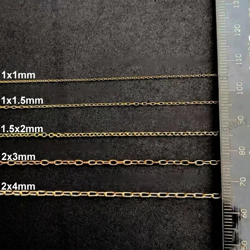 1PCS Meta Anchor Chain 500mm Length Miniature Chains Link Width 1mm/1.5mm/2mm for Solid Wood Sailboat Assembly Accessories