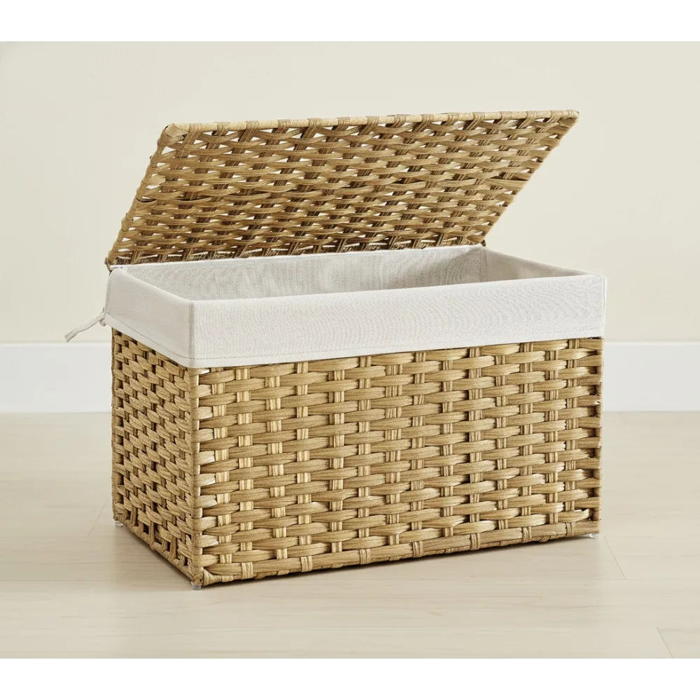 

Foldable Storage Basket with Lid, 27.7 Gallon Large Capacity, Waterproof Laundry Bin for Bedroom & Closet Organization