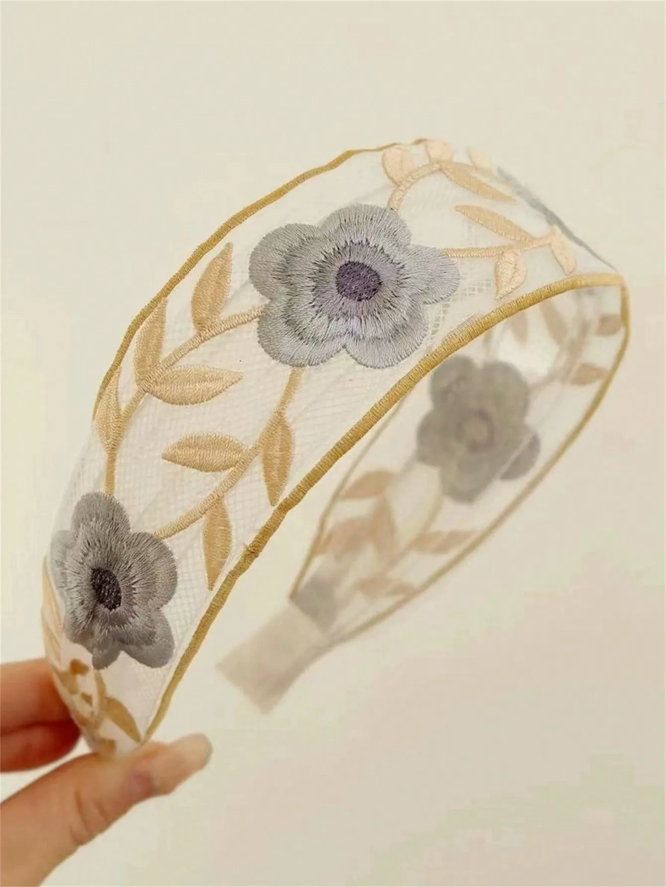 1 ladies summer new new Chinese embroidery flower headband Ethnic style floral wide edge headband