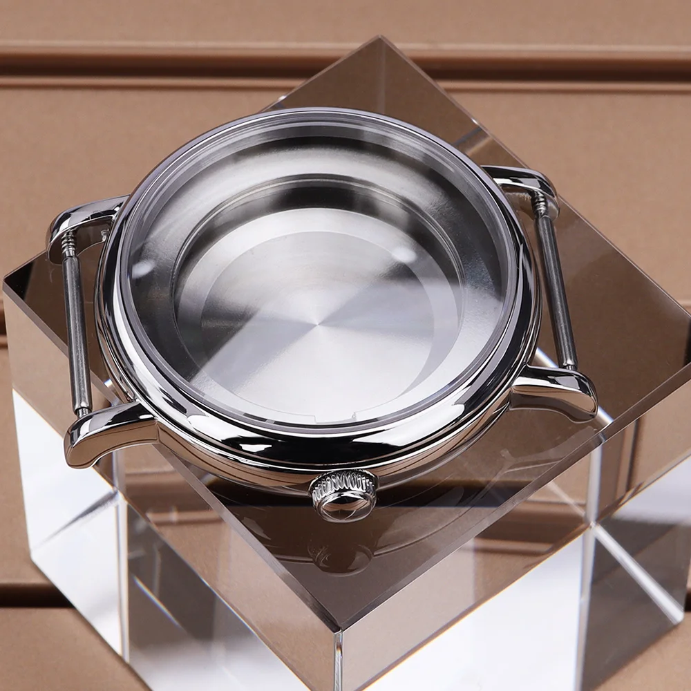 

Silver 40MM Polish Watch Case Stainless Steel Accessorie Domed Sapphire Crystal Waterproof For ETA2824 PT5000 Movement DIY Parts