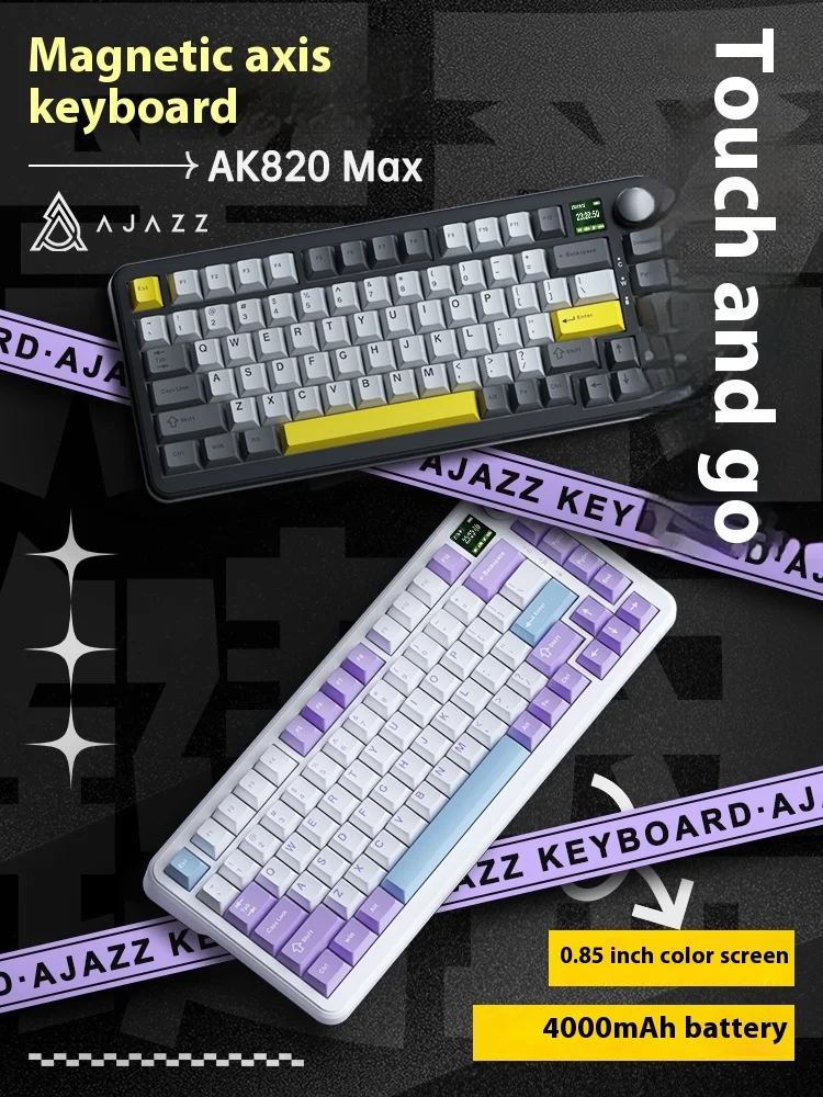 Imagem -04 - Ajazz-teclado Mecânico Interruptor Magnético com Tela Modo Tri com Fio Rgb Gaming Keyboard Hot Swap Low Delay pc Gamer Max Ak820