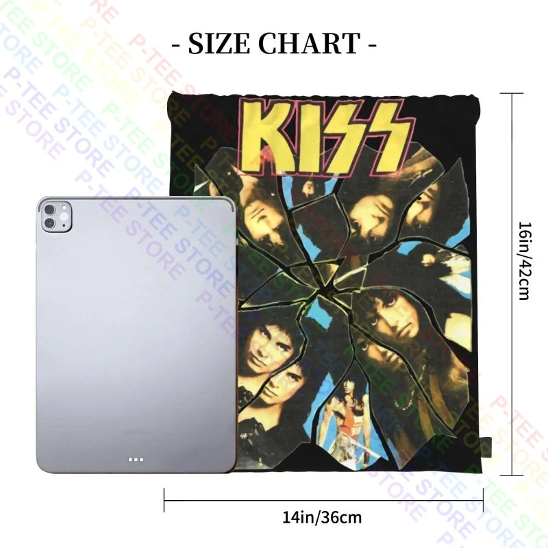 80S Kiss Tour Concertsoft Thin 1987 Crazy With Kiss Drawstring Bags Gym Bag Hot Beach Bag