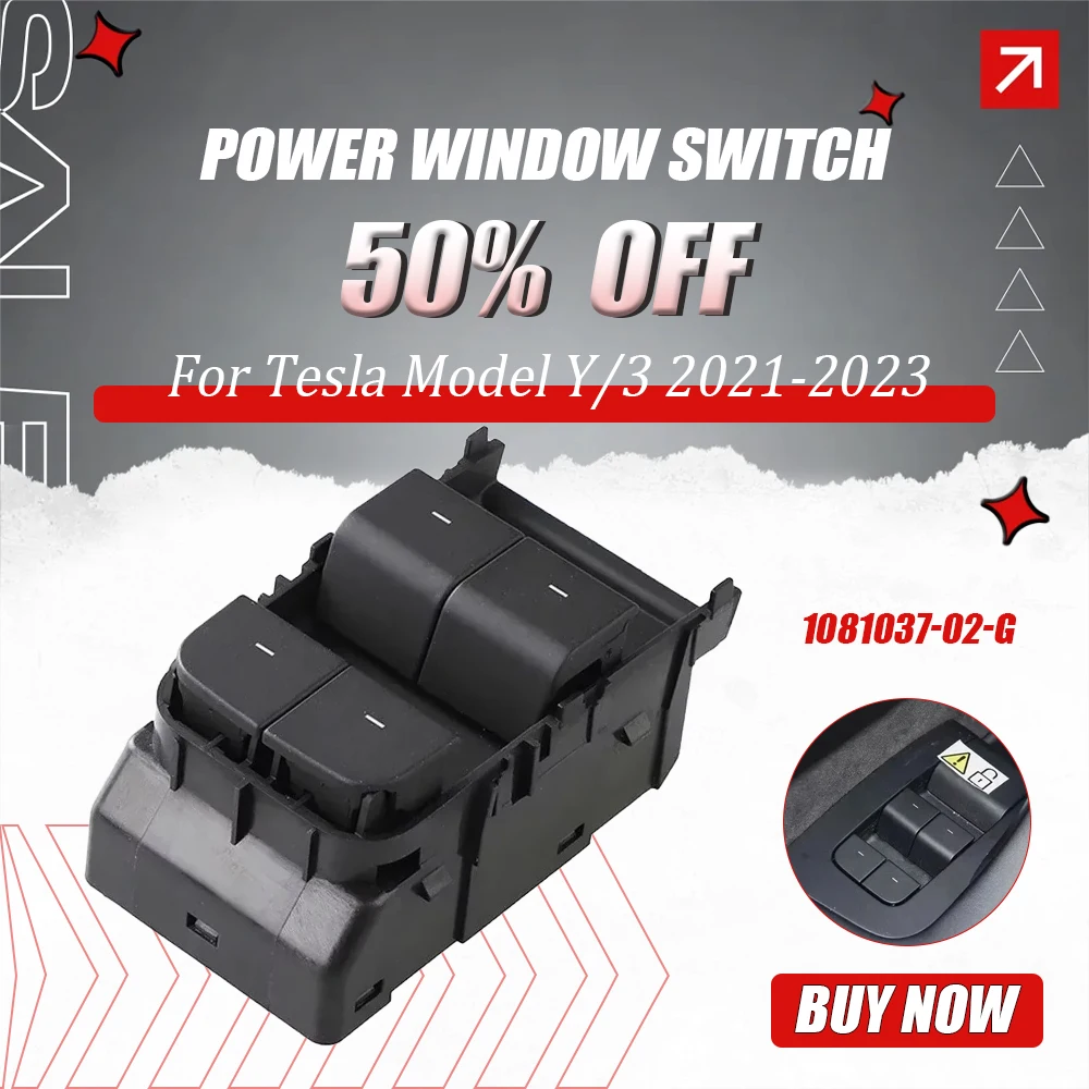 

For Tesla Model Y/3 2021-2023 Power Window Switch Lifter Switches Front Left Matte Black Power Glasses Switch 1081037-02-G