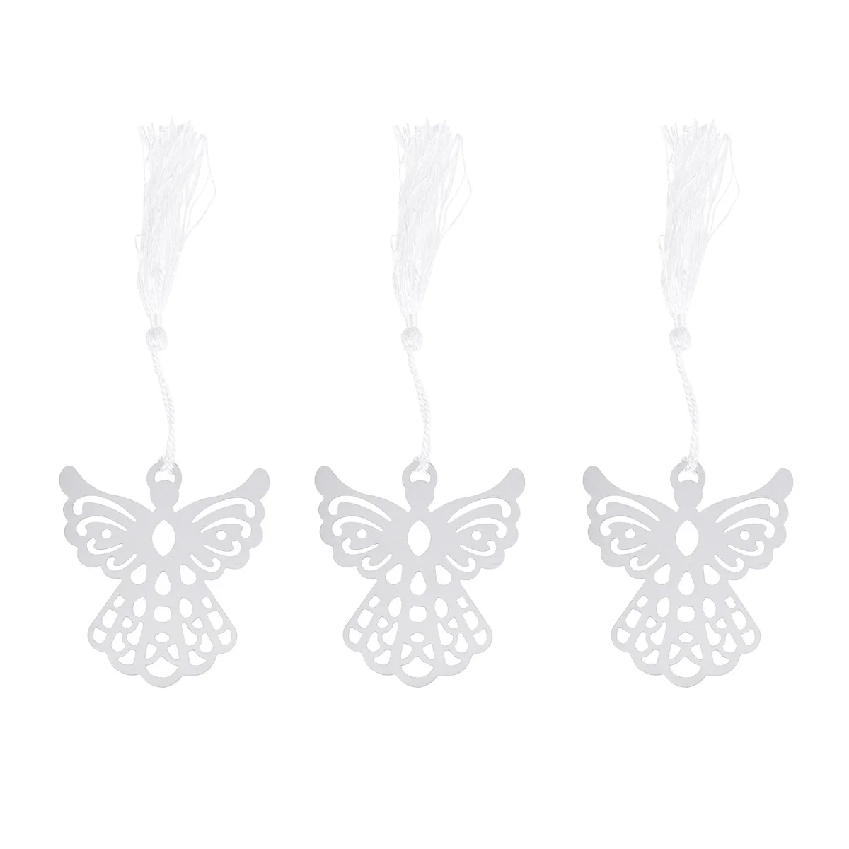 

6pcs Metal Angel Bookmarks Silver 7.1*6.6Cm Inspirational Gift For Book Lovers Bookmark Tassel Decorative Shape Student