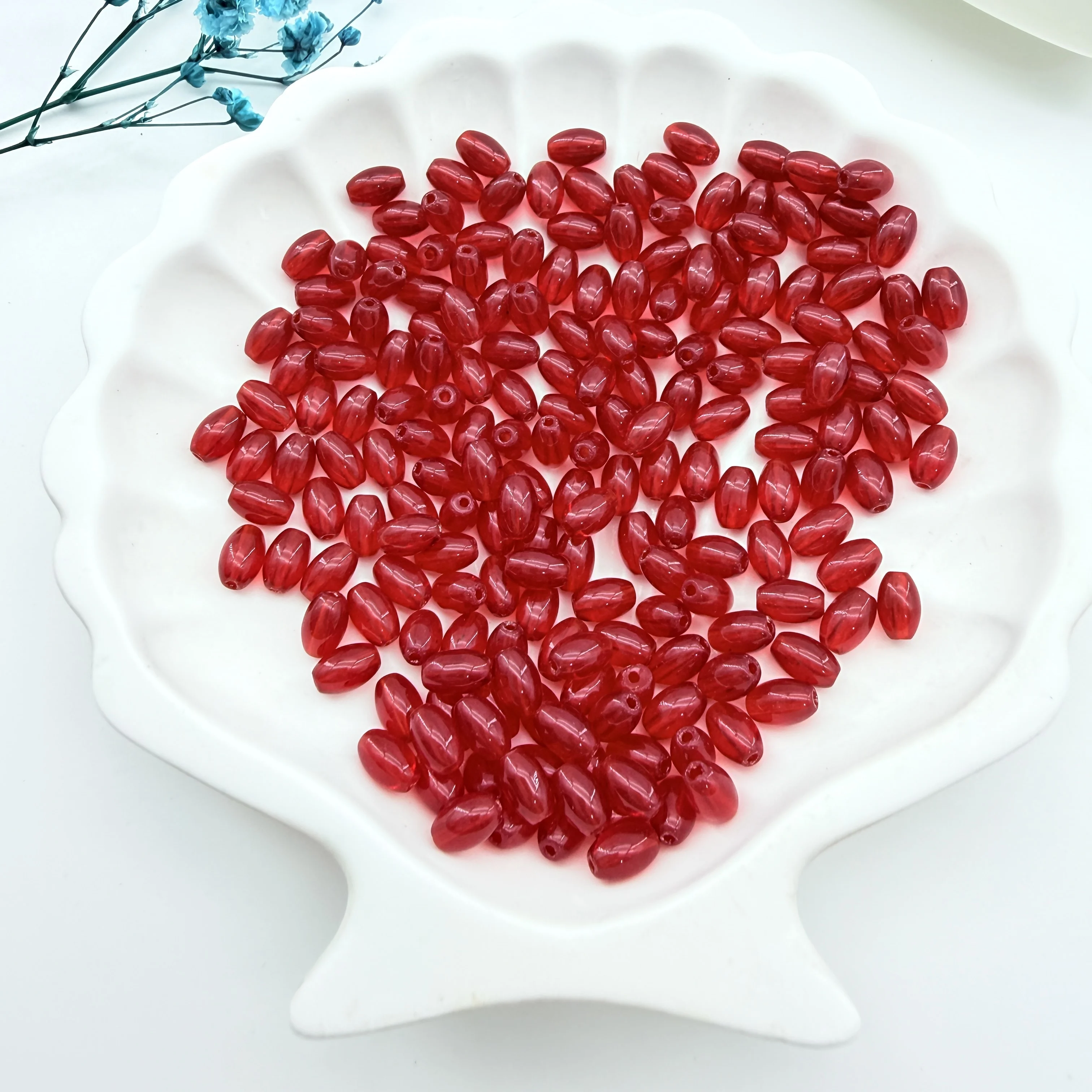 4x6mm Transparent Red Oval Rice Glass Beads Spacer Beads For DIY Bracelet Necklace Handmade Jewelry Making Loose Beads Wholesale