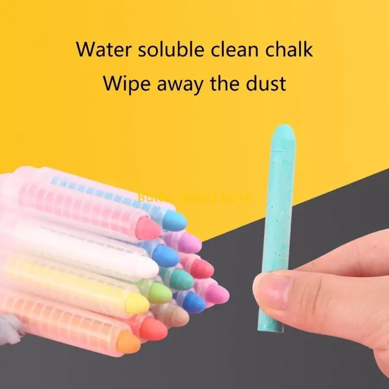 W89C Vibrant Colored Chalk Set with Holder Dust and Break resistant for Children's Drawing and Writing