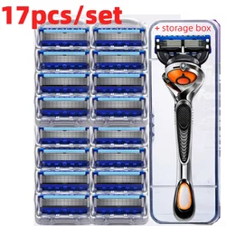 4-17pcs 5-layer Razor Blades Replacement Blade For Men Shavers Shaving Safety Razor Skin Protection Classic Reusable Blade Razor