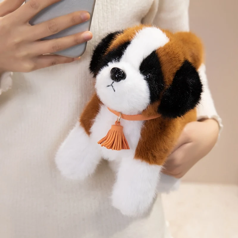 Simulation Reallife Saint Bernard Dog Plush Toy Cute Stuffed Animal Kawaii Standing Fluffly Puppy for Girls Kids Baby Gift Decor