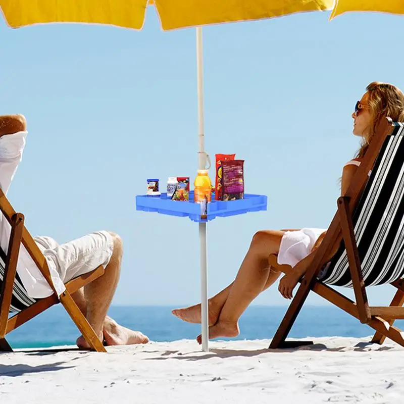 Beach Umbrella Stand Beach Tray With 4 Cup Holders Beach Drink Holder Lightweight Beach Cup Holders Swimming Pool Table Umbrella