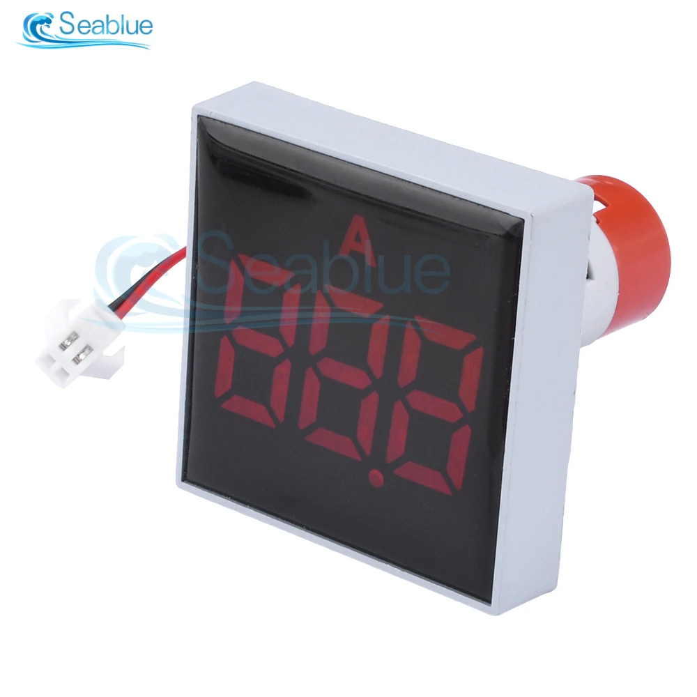 50MM Digital Display Ammeter 0-100A Current Tester Square LED Power Signal Light lndicator Current Meter AC 220V AMP Gauge