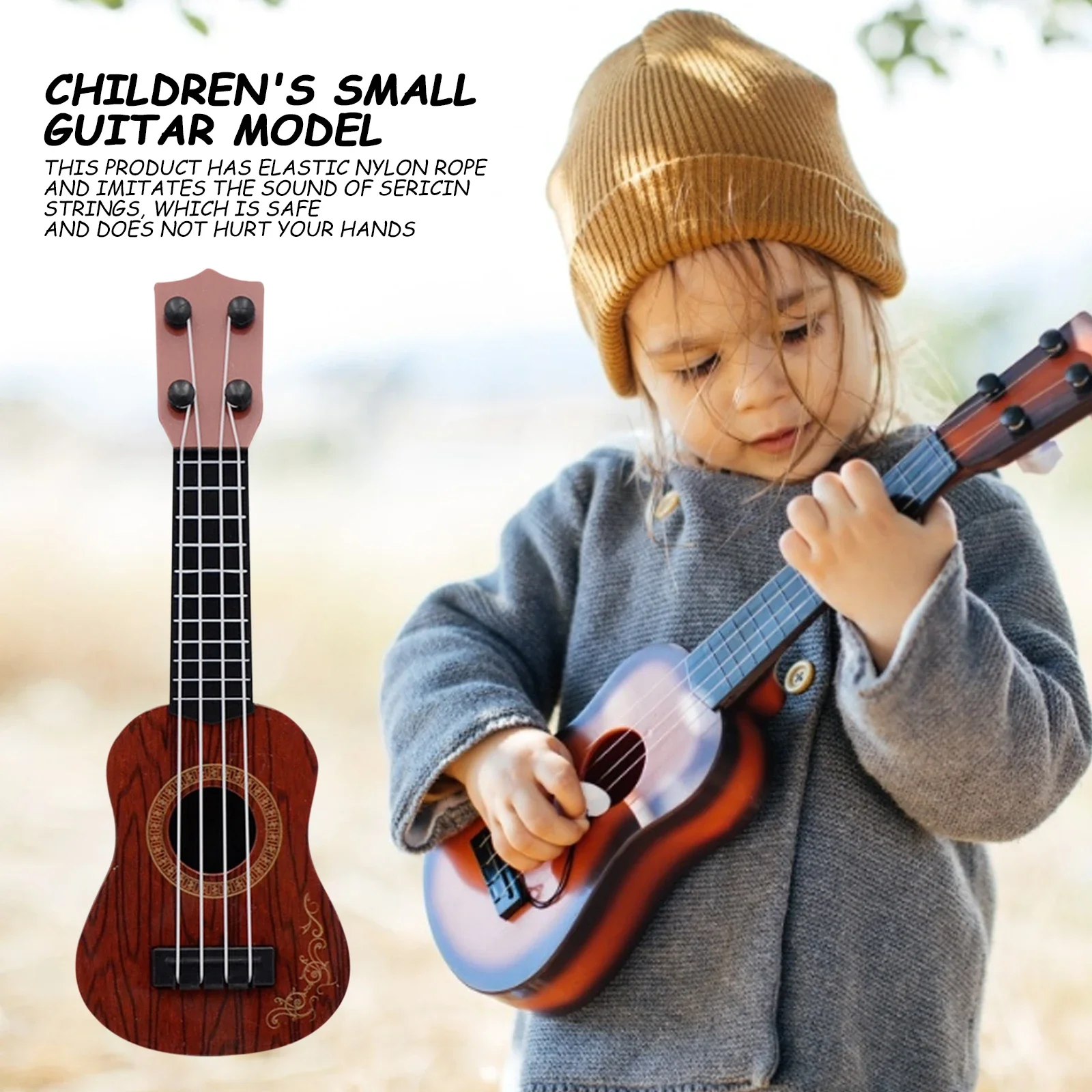 1-5PCS Kids Ukulele Guitar Musical Toy 4 Strings Mini Model Electric Guitar Miniature Musical Instruments Baby Montessori Toys