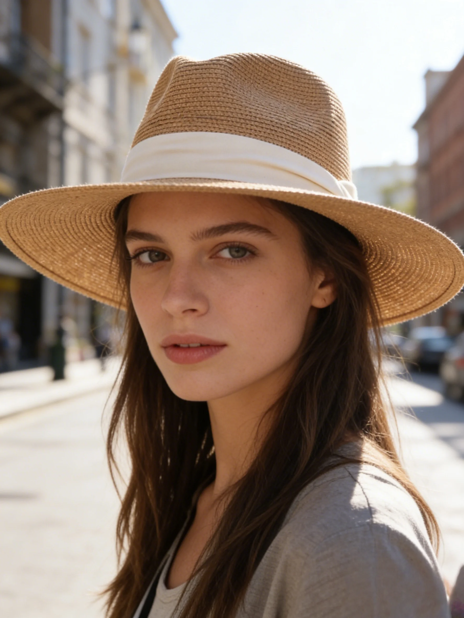 1pc 2026 New Women Straw Fedora Hat, Foldable Wide Brim Sun Hat with Ribbon Band for Beach Vacation