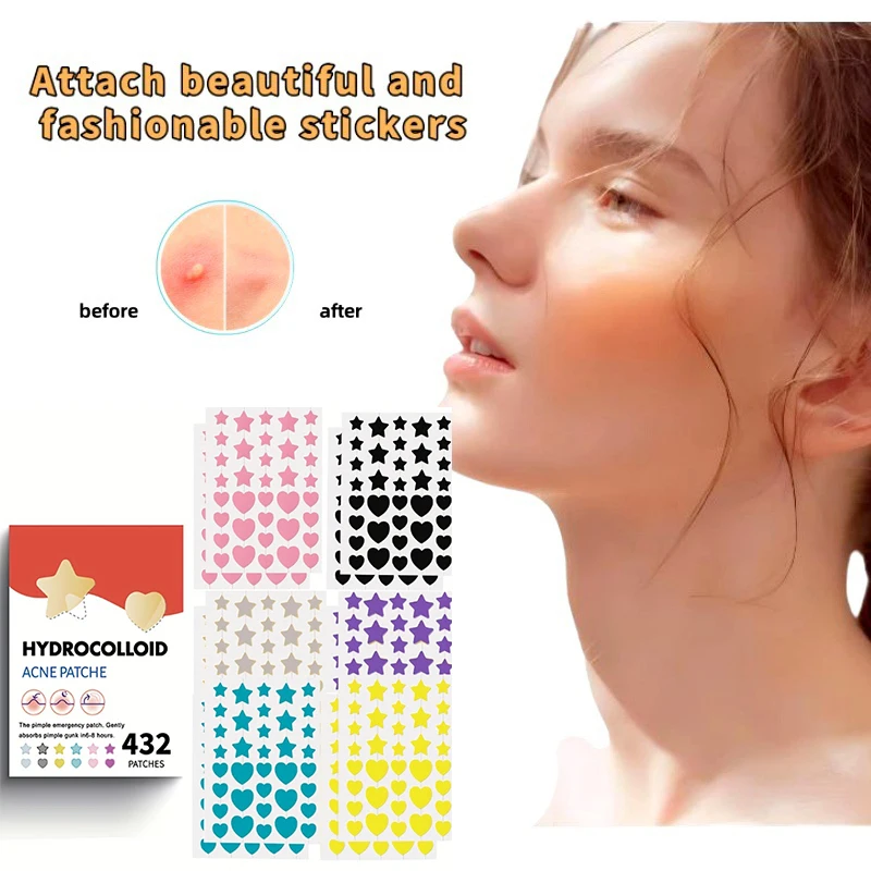 432 Patches Star Heart Acne Pimple Patch Invisible Concealer Waterproof Blemish Spot Pimple Treatment Face Beauty Skin Care