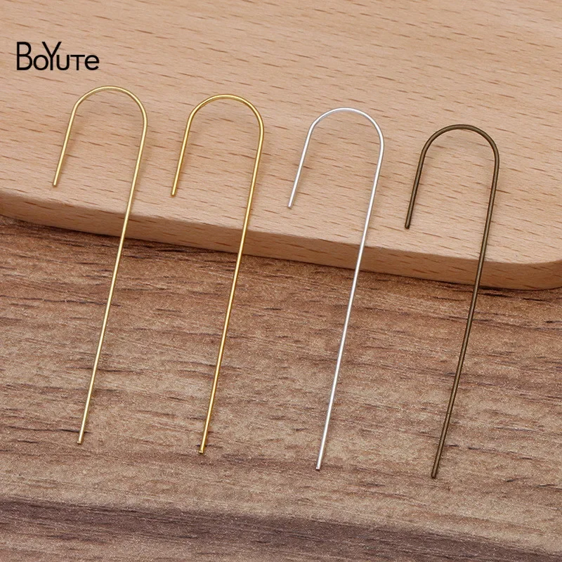 BoYuTe (100 Pieces/Lot) 54*13*0.7mm Metal Brass Long Ear Hook Earring Accessories Diy Handmade Jewelry Findings Components