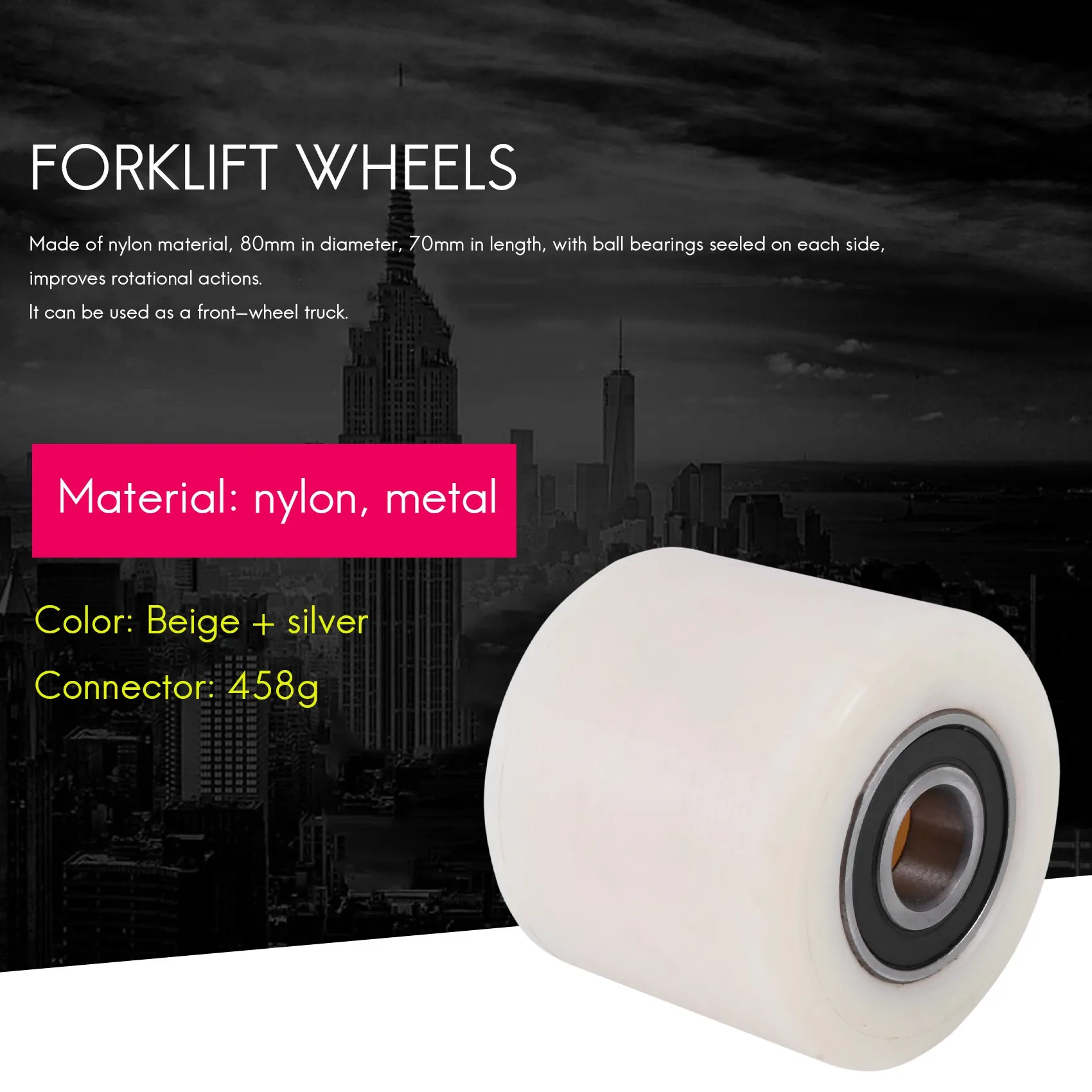 SLQZT Per Ruota pallet 80 * 70mm Nylon Beige + Argento