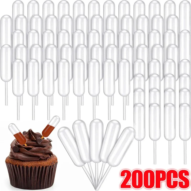 

50-200Pcs Mini Dropper 4ml Disposable Jam Dropper for Cupcake Sauce Squeeze Transfer Pipettes Dropper Dessert Stuffed Cake Decor