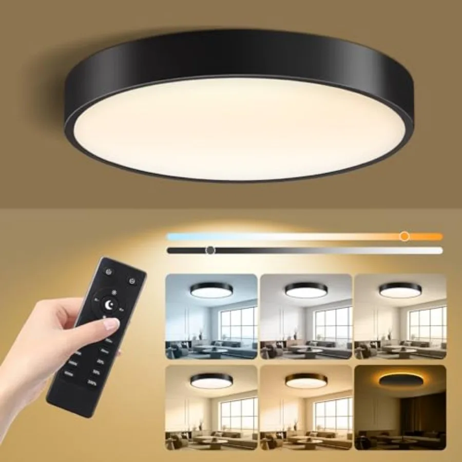 

Потолочный светильник скрытого монтажа с пультом ДУ и ночником, 5 режимов цветовой температуры, диммируемый, 25 Вт, 2500 лм, 2700K-6500K, регулируемый