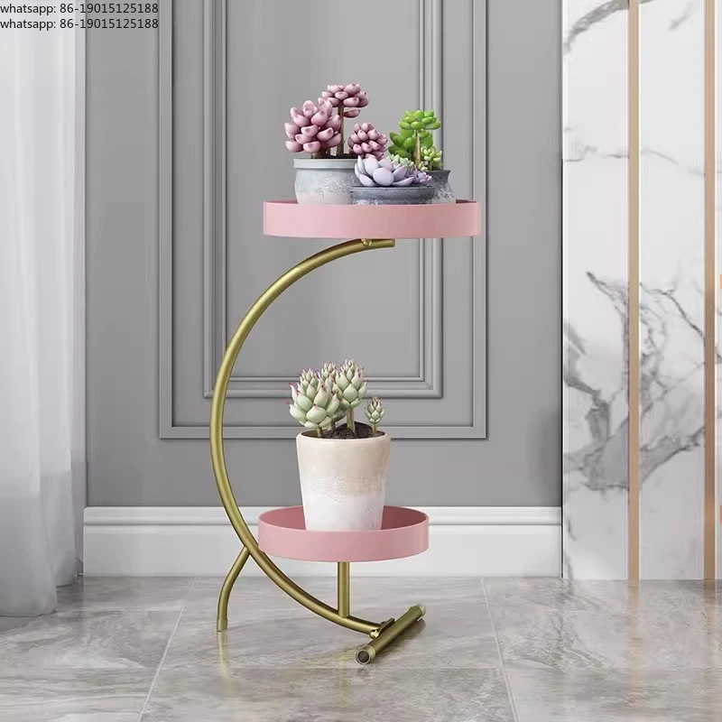 2026 Luxury Iron Flower Stand Living Room Planter Holder Metal Decorative Storage Shelf Balcony Organizer Rack Plant Shelf