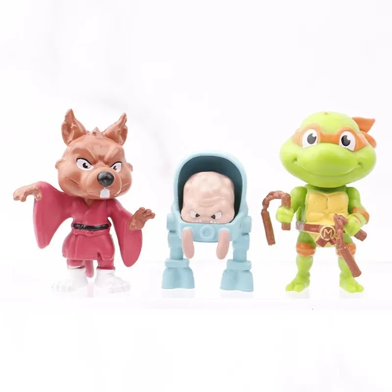 12pcs Q Version Chibi Teenage Mutant Ninja Turtles Figures Mini Dolls Car And Desktop Decor Cute Kids Toys Gift For TMNT Fans - view 4