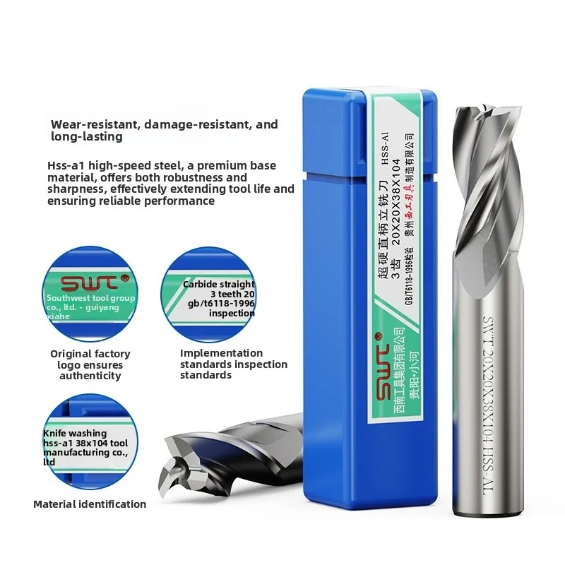 Ultra-Hard White Steel Straight Shank 3-Flute End Mill, 3-19mm, for High-Speed Precision Machining, Metal/Steel/Aluminum