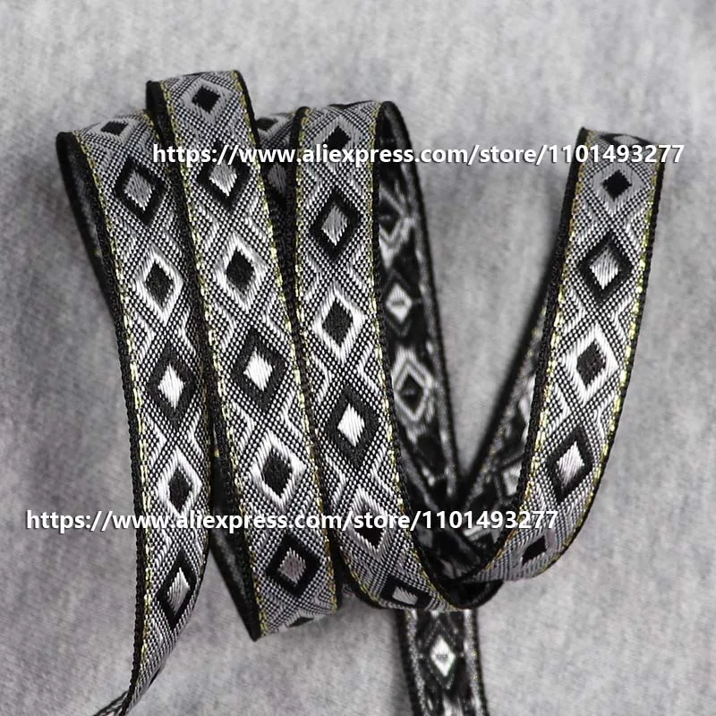 12mm Vintage Ethnic Embroidery Jacquard Ribbon Webbing Tape Lace Trim DIY Clothes Bag Accessories