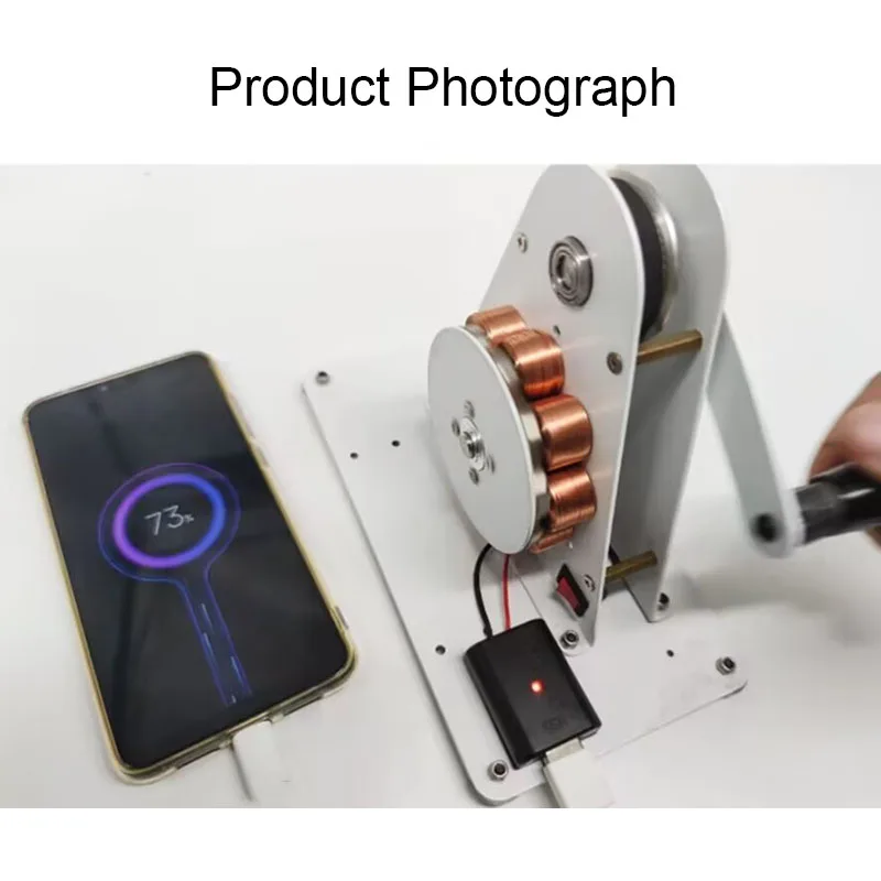 12V Hand Crank Generator 50W Emergency Mobile Phone Charging Permanent Magnet Mini Generator Physical Electromagnetics