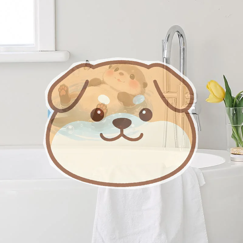 Cute Otter Ocean Wave Toilet Tank Sticker Self-Adhesive Waterproof Vinyl Decal Creative Wall Art for Home Bathroom Decor
