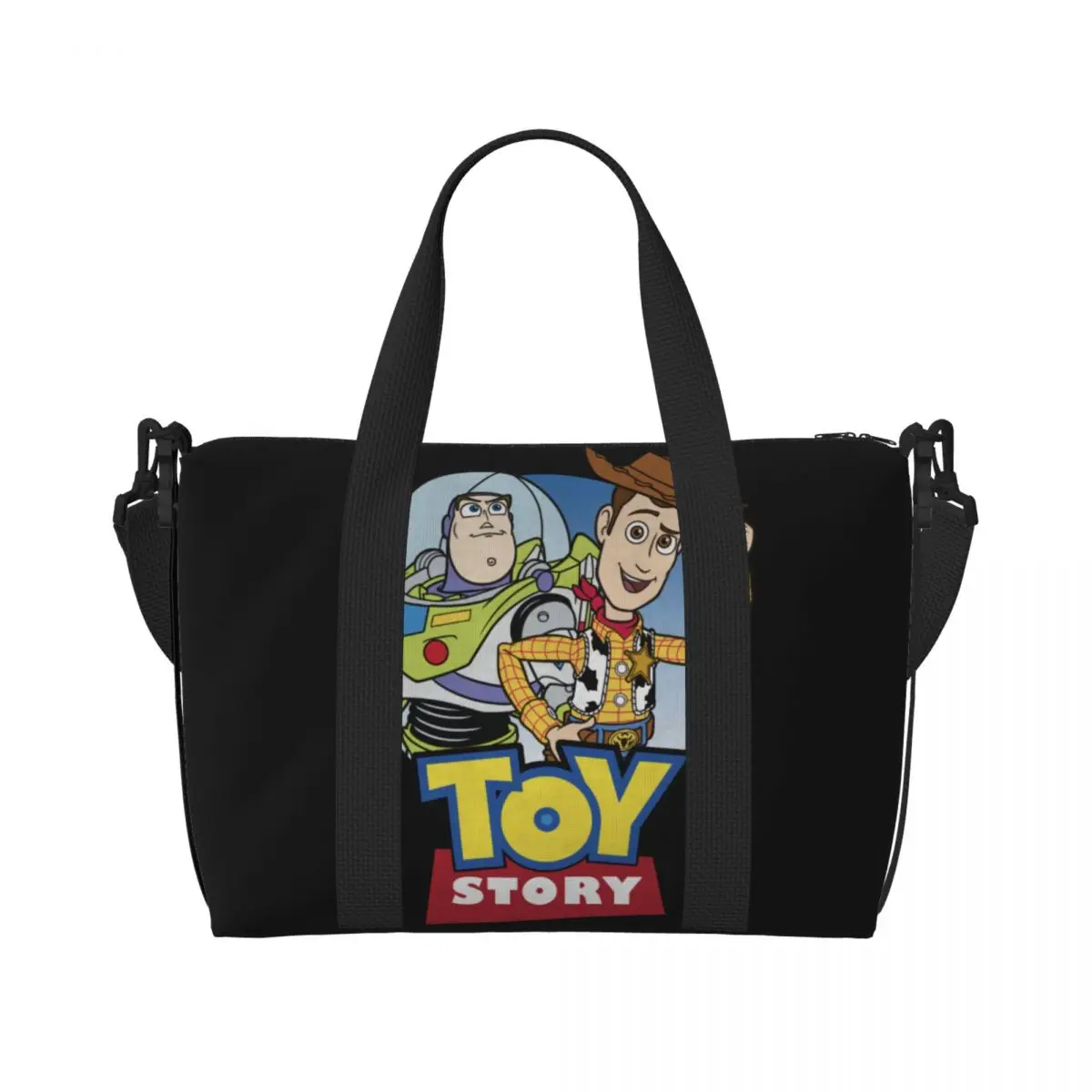 Custom Toy Story Woody Buzz Lightyear Grocery Shopping Tote Bags Women Large Capacity Gym Beach Travel Bags