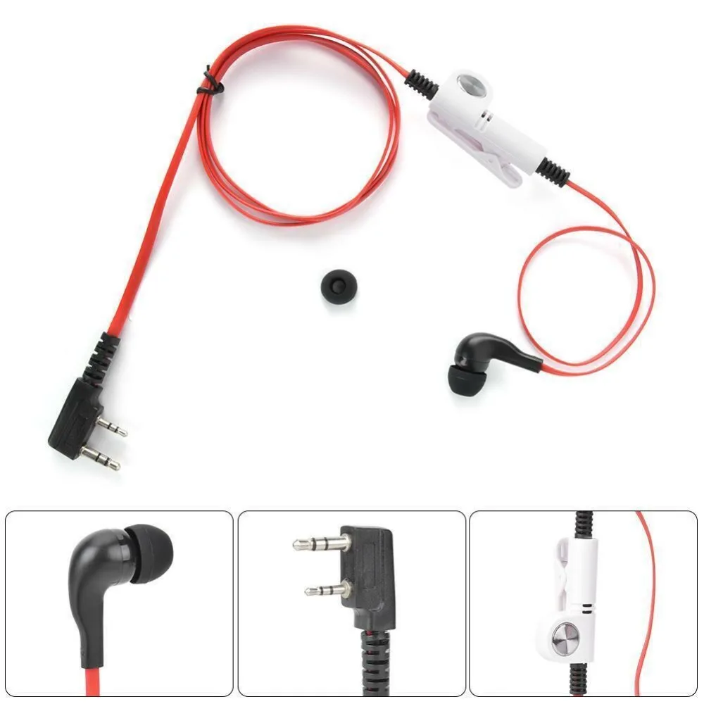 Professional 2 Way Earpiece Two Way Radio ABS Walkie Talkie Earphones 2 Pin Noodle Headphone Cord for Kenwood Baofeng