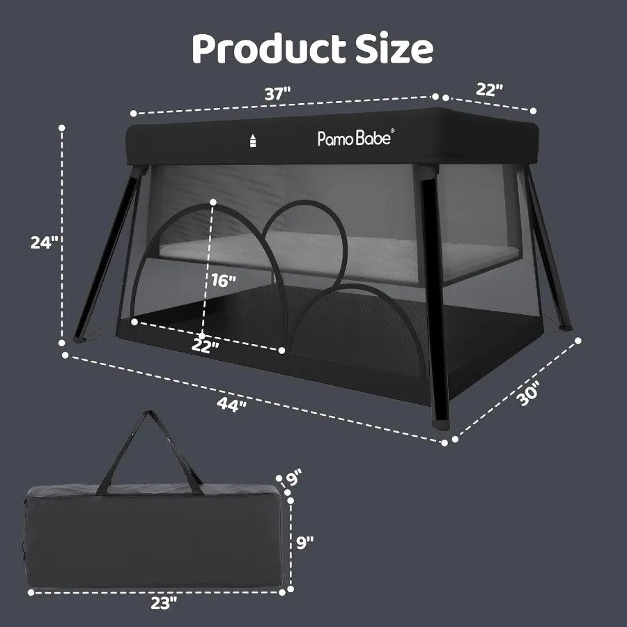 トラベルベビーベッド 軽量プレイヤード ベビーサークル ベビーベッド付き ポータブルミニプレイヤード