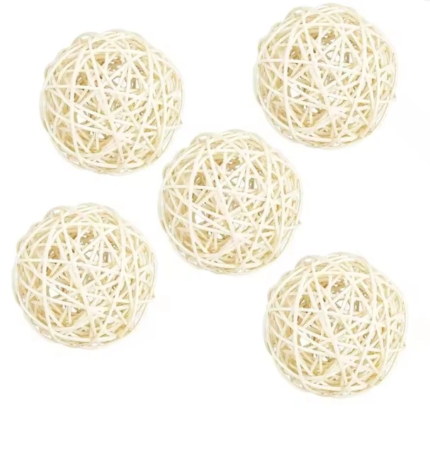 6 Pieces Wicker Rattan Balls Pretty Hollowed Handmade Ball for 7cm Decorative Wedding Flower Arrangement Home Decorations