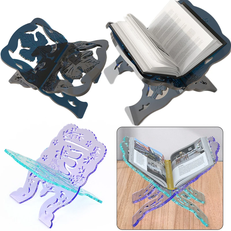 Book Stand Silicone Mold Vintage Quran Holder Mold Folding Bible Stand Decorative Islamic Eid Mubarak Bookshelf Mold Wholesale