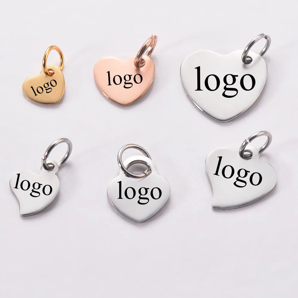 20pcs/lot Stainless Steel Customize logo Tags Charms for DIY Jewelry Making Personalized name logo disc 3 Colors