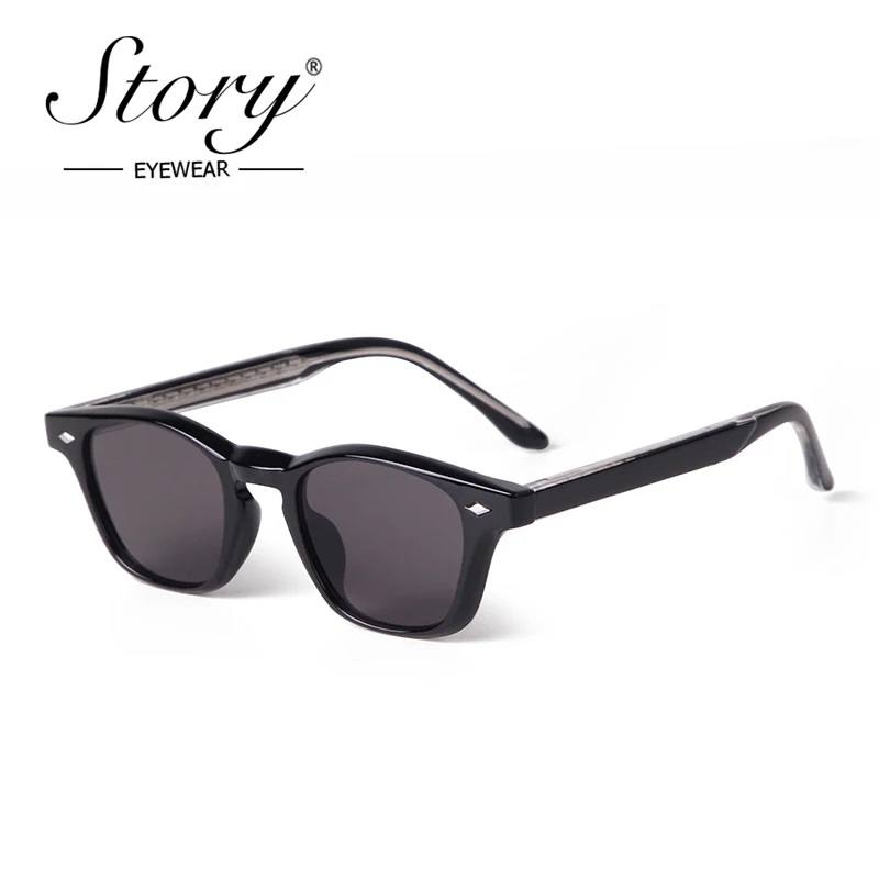 STORY High Quality TR90 CP-inner Retro Rivet Tortoise Small Square Sunglasses Women Men Classic G15 Green Sun Glasses S28035M