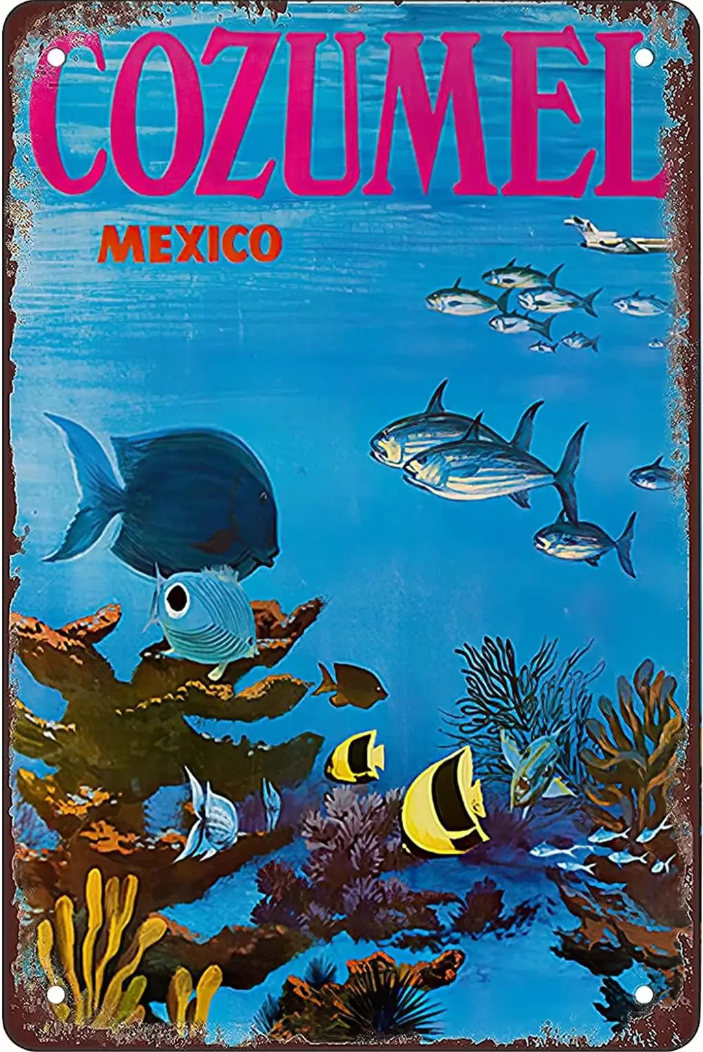 Cozumel Mexico Travel Vintage Metal Tin Sign Retro Poster 8x12inch